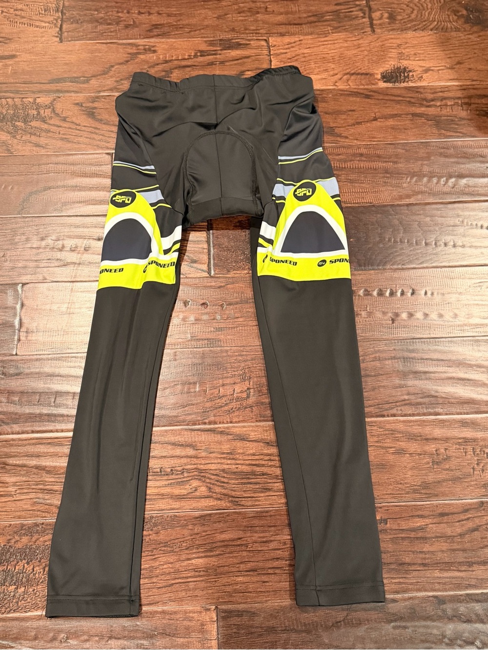 Men's Black and Neon Yellow Cycling Leggings - Padded Performance Tights